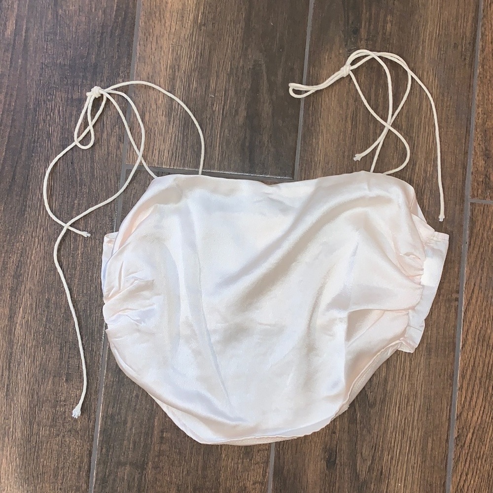 Asymmetrical silk crop top